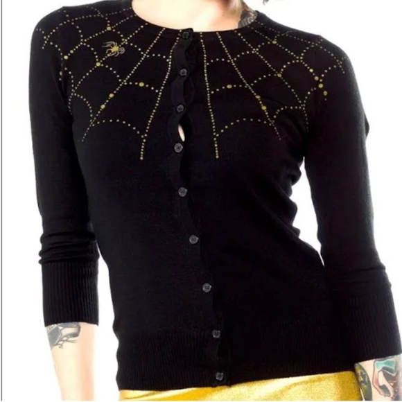 Women's Green Vintage Spider Web Cardigan size Small - Picture 10 of 10